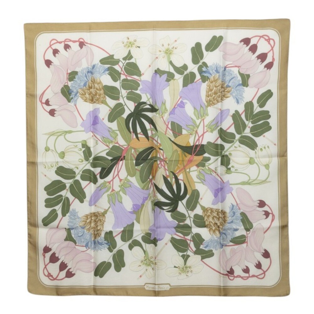 Hermes Carre 90 Flora Graeca Greek Flower Scarf Muffler Multicolor Silk Women...